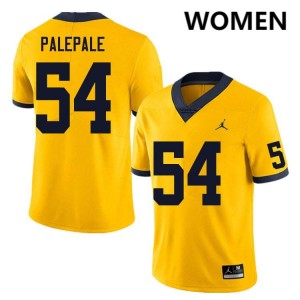 Deyvid Palepale University of Michigan Replica College Football Womens #54 Jersey - Yellow 659889-143