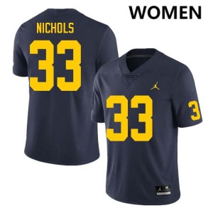 Dominic Nichols Michigan Wolverines Alumni Women's #33 College Football Jersey - Navy 611167-623