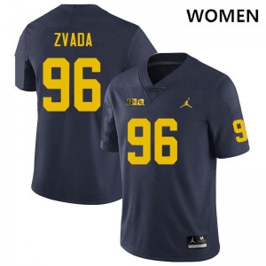 Dominic Zvada Michigan Wolverines College Football #96 Women 2025-26 Jersey - Navy 821875-641