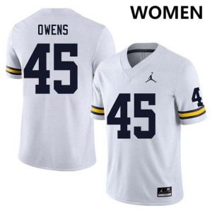 Eli Owens Wolverines College Football 2025 Womens #45 Jersey - White 365493-122