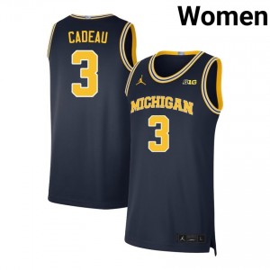 Elliot Cadeau Michigan Womens NCAA #3 College Basketball Jerseys - Navy 175974-160