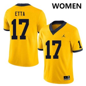 Enow Etta Michigan #17 Women's Stitched College Football Jersey - Yellow 148026-305
