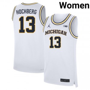Harrison Hochberg Michigan #13 Women Embroidery College Basketball Jerseys - White 182833-662