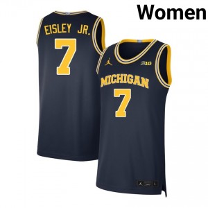 Howard Eisley Jr. Michigan College Basketball Stitched #7 Women Jersey - Navy 185405-726