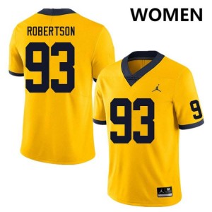 Hunter Robertson Michigan College Football #93 Women NCAA Jerseys - Yellow 112708-534