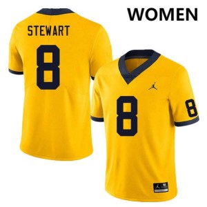 I'Marion Stewart Wolverines Game #8 College Football Women Jerseys - Yellow 545003-397