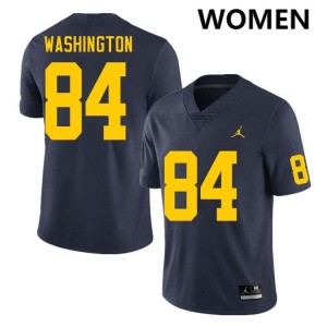 Jacob Washington Michigan NCAA #84 College Football Women's Jerseys - Navy 599182-612