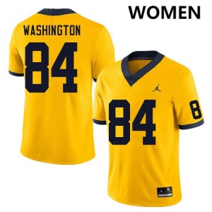 Jacob Washington University of Michigan #84 Womens College Football Official Jersey - Yellow 869466-727