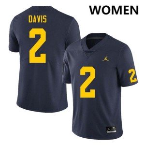 Jadyn Davis Michigan Embroidery #2 Women College Football Jersey - Navy 506339-295