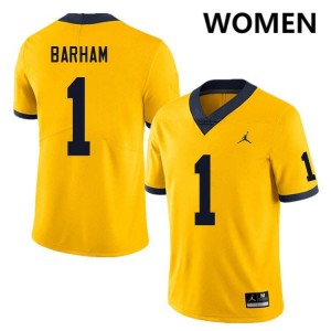 Jaishawn Barham Michigan College Football Womens Player #1 Jersey - Yellow 893053-757