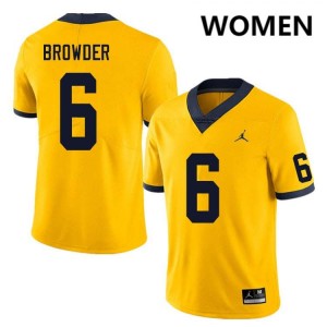 Jamar Browder Michigan #6 2025 College Football Women Jersey - Yellow 755145-585
