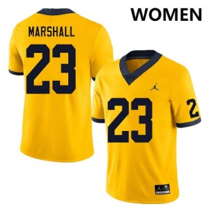 Jordan Marshall University of Michigan College Football #23 Women's Player Jersey - Yellow 379506-184