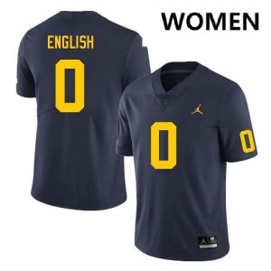 Karmello English Wolverines College Football University Women #0 Jersey - Navy 733956-787