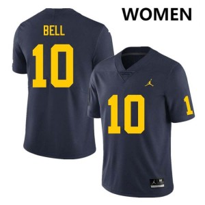 Kendrick Bell Wolverines Stitched College Football #10 Women's Jerseys - Navy 644182-395