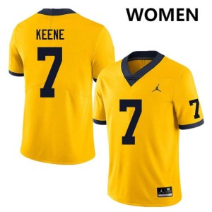 Mikey Keene Michigan #7 College Football Game Women Jersey - Yellow 128687-780