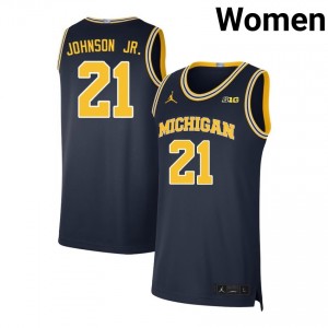 Morez Johnson Jr. Michigan Limited #21 Women College Basketball Jerseys - Navy 826067-249