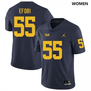 Nathan Efobi University of Michigan #55 Women's College Football Embroidery Jerseys - Navy 406514-439