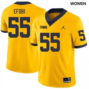 Nathan Efobi Michigan #55 Women 2025-26 College Football Jerseys - Yellow 862340-970
