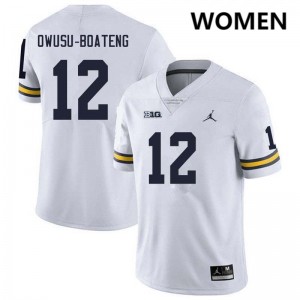Nathaniel Owusu-Boateng University of Michigan Women University #12 College Football Jersey - White 774160-260