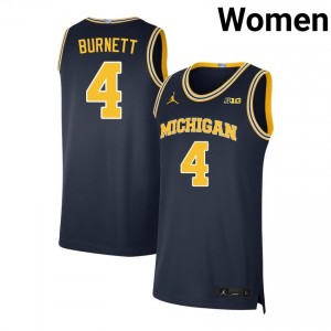 Nimari Burnett Michigan Official College Basketball Women's #4 Jerseys - Navy 882456-520