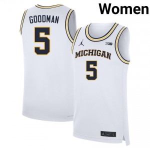 Oscar Goodman Michigan Womens College Basketball University #5 Jerseys - White 208874-340