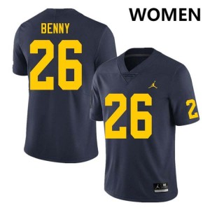 Rayshaun Benny Wolverines College Football Official #26 Womens Jerseys - Navy 980964-987