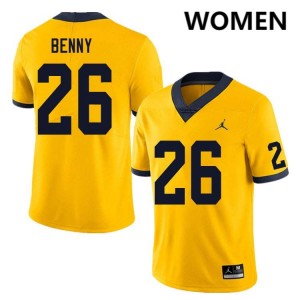 Rayshaun Benny Michigan College Football Women's #26 University Jerseys - Yellow 473226-134