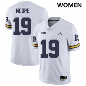 Rod Moore Michigan Wolverines Womens College Football #19 Alumni Jerseys - White 340539-531