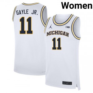 Roddy Gayle Jr. Michigan #11 Womens University College Basketball Jerseys - White 257702-453