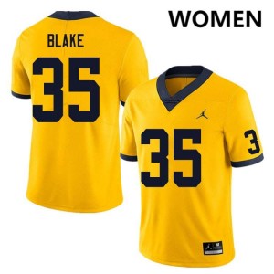 Stuart Blake University of Michigan #35 Embroidery College Football Women Jerseys - Yellow 128143-681