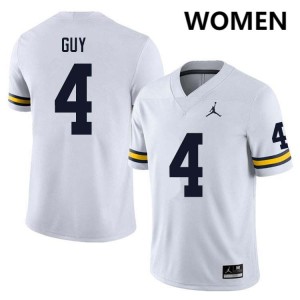 TJ Guy Wolverines College Football Game Women #4 Jersey - White 234878-792