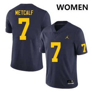 TJ Metcalf University of Michigan Womens College Football University #7 Jerseys - Navy 372392-285