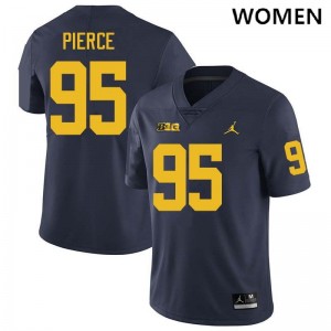Trey Pierce University of Michigan College Football #95 Women's Alumni Jersey - Navy 163587-209
