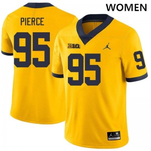 Trey Pierce Michigan College Football Replica Womens #95 Jerseys - Yellow 597435-482