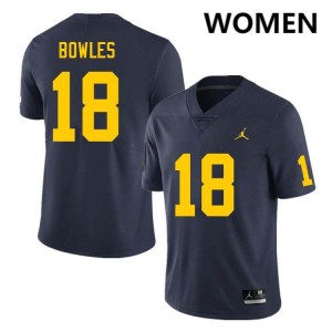 Troy Bowles Michigan #18 College Football Replica Women Jersey - Navy 786985-938