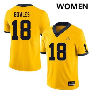 Troy Bowles Michigan #18 Women's College Football Game Jersey - Yellow 148542-236