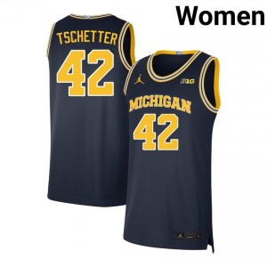 Will Tschetter Michigan Women College Basketball Game #42 Jerseys - Navy 966747-884