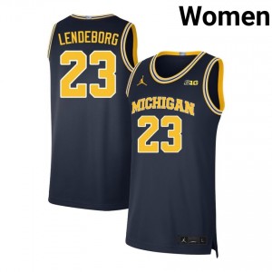 Yaxel Lendeborg Wolverines #23 High School Women College Basketball Jerseys - Navy 925885-503