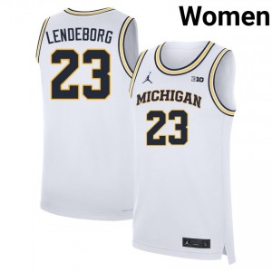 Yaxel Lendeborg Wolverines #23 Stitched Women's College Basketball Jerseys - White 125444-637