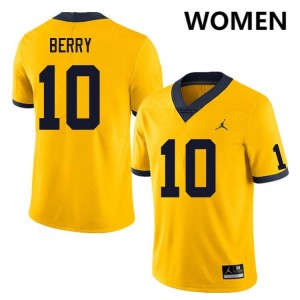 Zeke Berry Michigan College Football #10 University Womens Jerseys - Yellow 928349-760