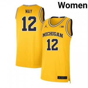 Charlie May Michigan #12 Game College Basketball Womens Jerseys - Maize 736514-855
