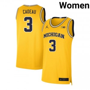 Elliot Cadeau Wolverines Womens College Basketball Stitched #3 Jersey - Maize 920596-253