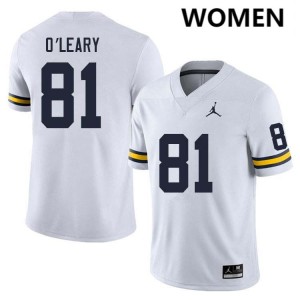 Peyton O'Leary Michigan High School Womens #81 College Football Jerseys - White 410544-699