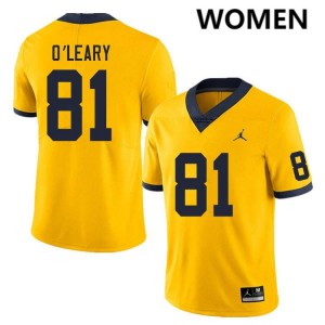 Peyton O'Leary Michigan Official #81 Women's College Football Jersey - Yellow 984030-261