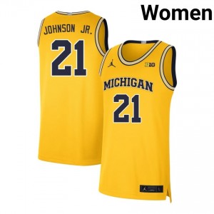 Morez Johnson Jr. University of Michigan Womens #21 College Basketball 2025 Jersey - Maize 369445-687