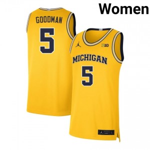 Oscar Goodman Wolverines #5 Women's Replica College Basketball Jerseys - Maize 730015-813