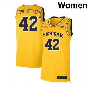 Will Tschetter Michigan Wolverines Womens College Basketball #42 Player Jersey - Maize 349046-887