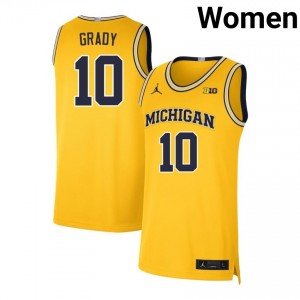 Winters Grady Michigan Wolverines Embroidery #10 College Basketball Women's Jersey - Maize 239070-709