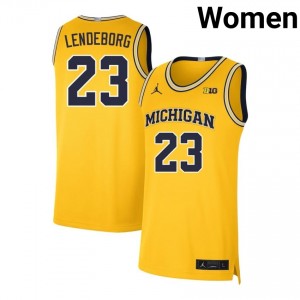 Yaxel Lendeborg Michigan Wolverines College Basketball #23 Womens NCAA Jerseys - Maize 637100-296