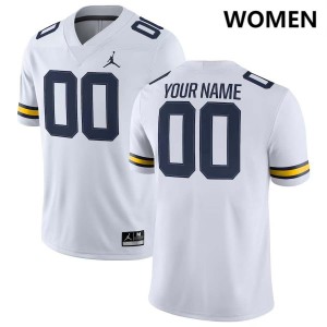 Custom Michigan Wolverines Womens #00 High School College Football Jerseys - White 348105-900